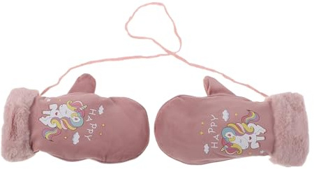 Milisten Waterproof Ski Gloves Winter Snow Mittens for Boys and Ages 6-12, Insulated Warm ’S Outdoor Gloves with Unicorn Print and Wrist Strap, Size M