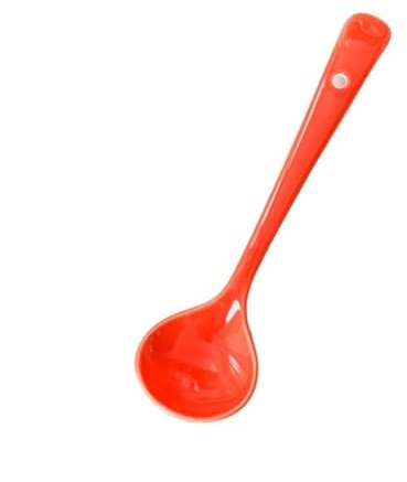 ALMLNLL Suppenlöffel, Keramiklöffel, mit langem Griff, asiatischer Loch, chinesischer, koreanischer oder japanischer Ramenlöffel, Eiskugelportionierer(Red)