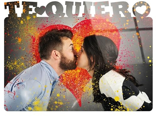 Armiprint Portafotos Personalizado de Madera Alto Brillo con Tu Foto – Impresión duradera, con o sin Soporte Corazón, – Regalo Original para Parejas, San Valentín y Aniversarios (TE QUIERO)