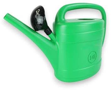 Nordiq - Regadera para Plantas de 14L para Interior y Exterior, Difusor Efecto Lluvia para Riego de Flores de Jardín, Plástico con Sello Antigoteo, Asa de Transporte (Verde)