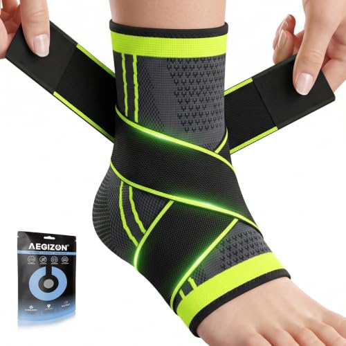 Ankle Support Brace, Adjustable Ankle Compression Support for Plantar Fasciitis, Ligament Damage, Achilles Tendonitis, Sprained Ankle, Arthritis, Ankle Strap Support for Women Men, Running, Football M