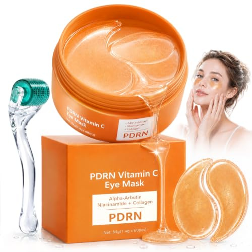 Hydratant Masque Yeux avec Rouleau, Collagen Hydrogel Eye Patch, Orange