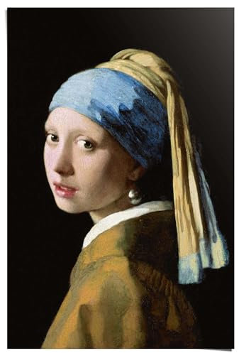 REINDERS Poster, Vermeer Mädchen mit dem Perlenohrring, Wohnzimmer, Poster, Wanddeko, Room Decor, 150 gr. glänzend Bilderdruckpapier, Gelb, 91,5x61cm