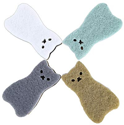 Lot de 4 éponges à récurer de Cuisine Anti-Rayures Multi-Usage pour Vaisselle, casseroles et poêles, éponge de Nettoyage en Forme de Chat à Trois Couches (Chat)