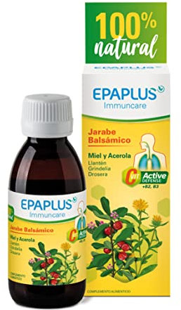 EPAPLUS Immuncare Jarabe Balsámico, Adultos 150 ml, Sabor Limón, Ayuda a Suavizar la Garganta Irritada (Tos Seca), Favorece la Eliminación de Mucosidad, Miel y Acerola