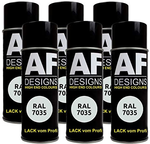 Alex Flittner Designs 6x RAL Lackspray Autolack Buntlack Spraydose RAL7035 LICHTGRAU seidenmatt