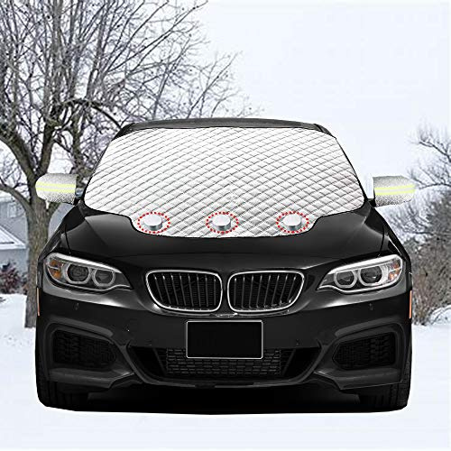 Viwril Car Sun windscreen Cover Sun screen, Car Cooler Sheet with Side Mirror Cover and Reflective Stripes, Car Heat Protection for Rear Windscreen with Magnetic Edges Thickness Protector (147×120cm)