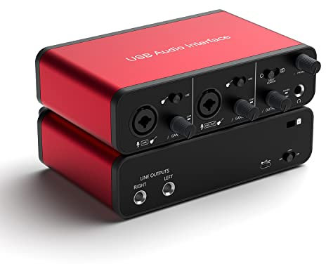 USB Audio Interface 24Bit/192kHz for Recording Podcasting and Streaming, 48V Phantom Power, whit XLR Cable(No Software Included) (192kHz Audio Interface)