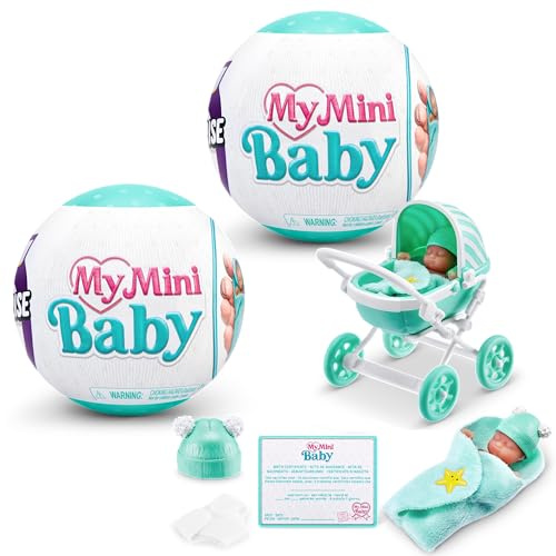 5 Surprise My Mini Baby Series 1, 2 Capsules, By ZURU, Collectible Mystery Capsule, Toy for Girls, Realistic Miniature Baby, Playset and Accessories (2 Capsules)