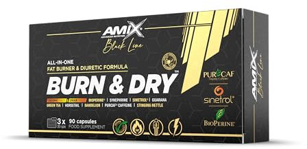 AMIX | BURN & DRY - All-in-one - Fat burner & Diuretic fórmula- Complemento para Control de Peso y Drenaje del organismo - con Cafeína - 90 Cápsulas