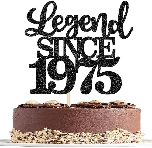 1 Stück Aufschrift Legend Since 1975 Tortenaufsatz 50 Kuchen Topper Glitter alles Gute zum 50. Geburtstag Kuchen Pick 50 Fabulous Tortendekorationen für Prost zum 50 Schwarz