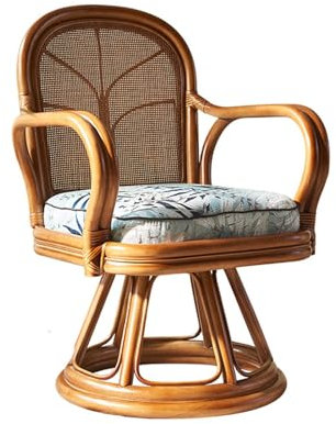 WHITEUQ Vine Chair mit drehbaren Rattan-Armlehnen, Rückenlehnenstuhl, Wohnzimmerbalkon-Sofastuhl