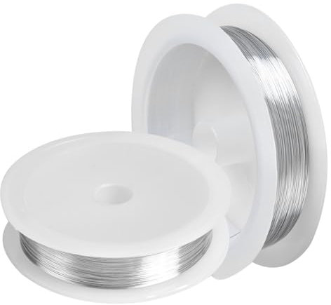 2 Rollos Alambre de Cobre, Alambre para Joyería, Alambre Manualidades y Floristería, 0,3 mm Artesanías Rebordeado Alambre, Alambres Artesanales de Joyería para Hacer Joyas