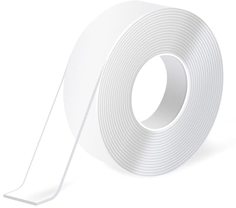 Foyscr Heavy Duty Double Sided Tape, Transparent, Strong Mounting Tape, Multi-Purpose Nano Gel, Reusable, Non-Tracking Wall Tape for Photos, Posters (3m x 3cm x 2mm)