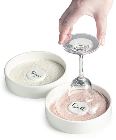 Zoeeker Juego de 2 bordes de sal de margarita, borde de cristal de barra de cerámica para margarita y cóctel, caja de sal, contenedor de especias, decoración de bar para el hogar, juego de 2, color