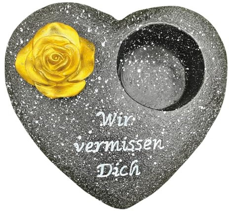 KELOPEST® Grabschmuck Herz in stilvoller Steinoptik - Die Grabdeko ist wetterfest