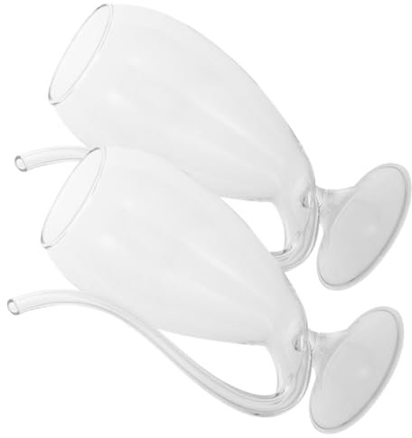 OKUMEYR 2pièces Verre à Vin Transparent Avec Tube à Boire Lot De Verres à Cocktail Élégants Pour Réceptions Bars Restaurants Occasions Festives