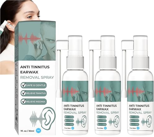 Hörselrestaureringsspray, öronvaxborttagning droppar, öronvaxrengöring, öronvaxrengöringsspray, tinnitus spray för öronrengöring, öronvaxborttagning, naturlig tinnitus reliefspray (3 st)