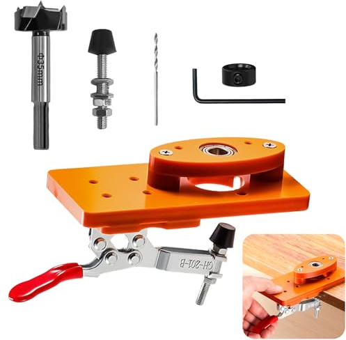 35 mm Scharnier Bohrschablone, Scharnier Bohrlehre Set, Mit Forster Bohrer 35mm Verdeckte Scharniervorrichtung, Scharniers Bohrschablon, Scharniers Schablon für DIY Holzbearbeitung