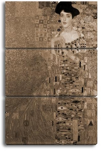 deyoli Leinwandbild Gustav Klimt - Adele Bloch Bauer Format: 120x80cm (3Teilig) Effekt:Sepia XXL Kunstdruck Bild auf Holzrahmen/Wandbild/Wohnzimmer Dekoration