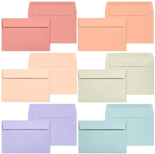 Briefumschläge C6 – 48 farbige Briefumschläge A6, 114 x 162 mm, 6 weiche Pastellfarben, ideal für Hochzeiten, Geburtstage, Dankeskarten und Einladungen
