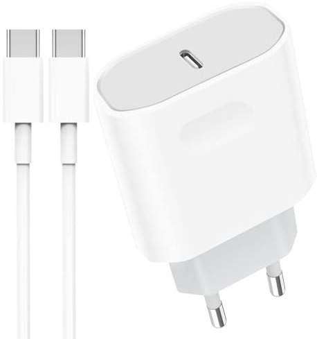 Chargeur Rapide 30W USB C avec Câble Compatible avec iPhone 16 Pro/15 Pro Max Plus, iPad Pro Air, Samsung Galaxy S24/A53/Note 20, USB C Prise Secteur, Adaptateur Alimentation Type C (Blanc)