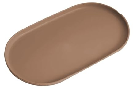 LOVSSU Plateau en Plastique pour La Cuisine Plateau décoratif Ovale en Plastique for Rangement, Table à Manger, Assiette à Dessert, Fruits, présentoir à Bijoux pour Service(Brown L)