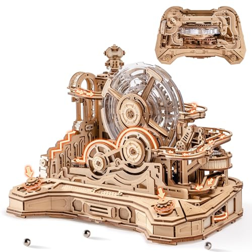 ROBOTIME 3D Wooden Puzzle Gear Ball Challenge - Mechanical Maze Model Kit for Adults&Teens, 653PCS STEM Toy Gift, Game Controller Design, EGC01