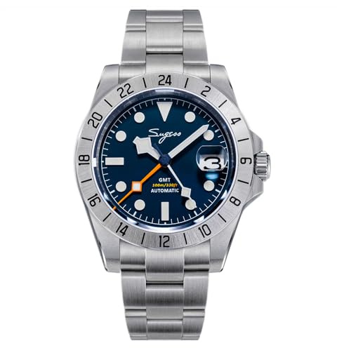 Sugess S463 GMT Automatisk Stål Blå Datum Safir Klockor för män