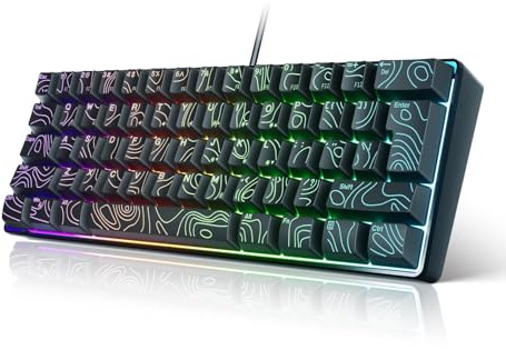 Denash 60% Trådbunden RGB -speltangentbord, 61 Tangentmekaniskt Tangentbord med Rollover -konturtangenter, Plug and Play Compact Tangentbord för Spel, Arbete