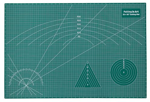 COOZEE A1 Selbstheilende Schneidematte, 61 x 91 cm, Schneidematten zum Nähen, doppelseitiges 5-lagiges Stoffschneidebrett zum Basteln, Quilten und Nähprojekten, Grün