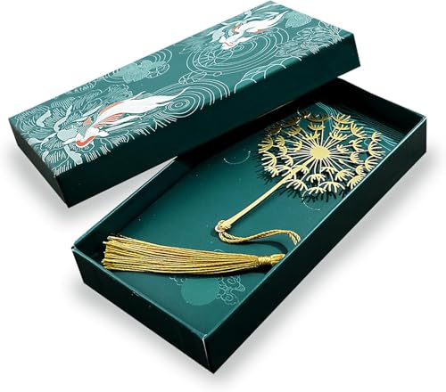1 Stück Dandelion Metall Lesezeichen im Geschenkbox, für Bücherliebhaber | Personalisierte Lesezeichen Ästhetische Metall Lesezeichens – Wasserdichte Lesezeichens für Bücherliebhaber – Ausgefallenes