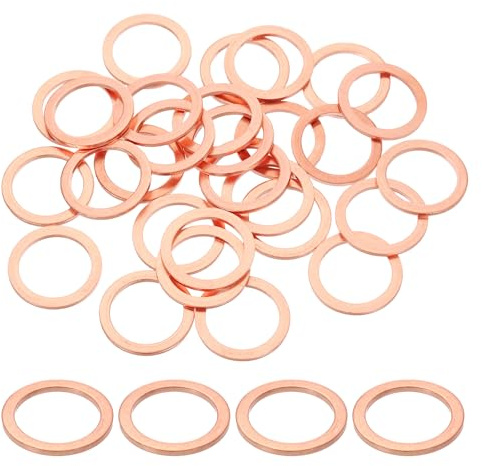 QUARKZMAN 100Pcs Rondella Piatta M18 In Rame Anelli Di Tenuta, Diametro Interno 18mm Diametro Esterno 24mm Spessore 1.5mm Rondella Schiacciabile In Rame Guarnizione Metrica