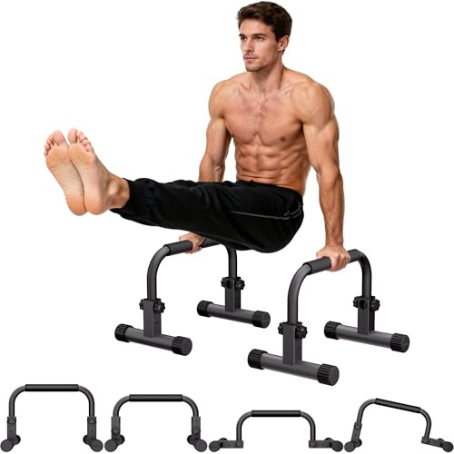 READAEER Robust Steel Push Up Bar, Parallettes Bars Strength Training For Calisthenic, Gymnastic, Wrist friendly and Non-slip, Deeper Push Up Stands Handle for Floor Workouts Calisthenics Equipment