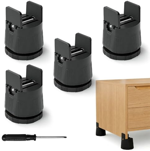Piashow Möbelerhöhung 4 Stück 6–8 cm – Verstellbare Betterhöhung für 10–50 mm Tischbein, Schwerlast Tischerhöhung & Stuhlerhöhung mit Schraubklemme, Anti-Rutsch Sofa Füße
