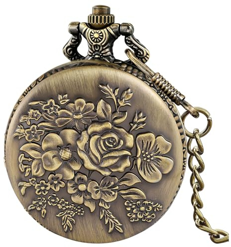 Pocket Watch Flower Quartz Watches with Chain Birthday Gifts Mother's Day