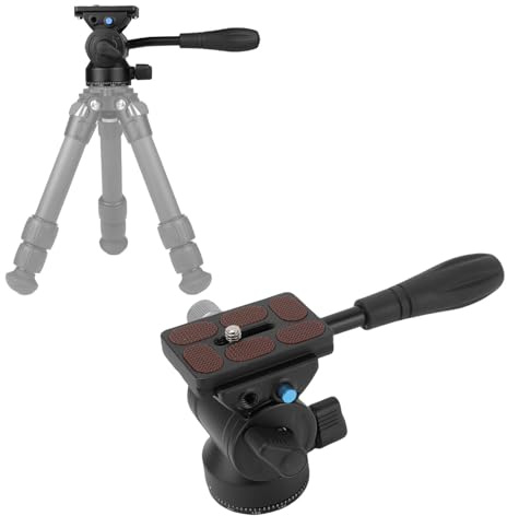 Sxhlseller Teste Fluide, Testa per Treppiede Video Stabile, Testa Inclinabile Leggera in Lega di Alluminio per la Fotografia Panoramica del Telefono con Fotocamera