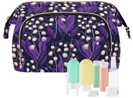 miaozhen Finland Lily Of The Valley Lavender Tan Organizer Bag Storage Bag Portable Cosmetic Bags For Purse for Travel Accessories bolsas para monedas de mujer