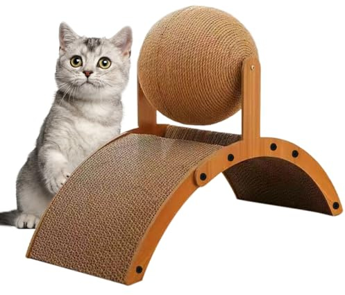 Palla da grattare per gatti – Tavola da grattare verticale giocattolo a base ondulata | Stazione di intrattenimento interattiva per attività di gioco, riposo, appartamento Senior, finestra di