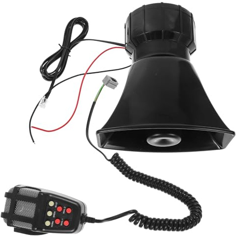 ifundom Klaxon D'alarme sans Fil 12v 7 Tons Enregistrement Vocal, Haut-Parleur Pa pour Voiture et Moto, Système de Sonorisation Extérieur, Télécommande Pratique, Accessoires Électroniques