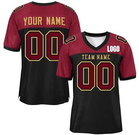 Maillot de Foot Personnalisé, Maillot Football Americain avec Nom, Numéro et Logo pour Adulte et Enfant, Maillots de Rugby Personnalisés