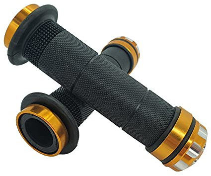 one by Camamoto 77344315C Set Paar Griffe Sweet Farbe Schwarz/Gold, kompatibel mit Motorrädern und Rollern, mit optimalem Grip, einfache Montage, Durchmesser links 22 mm/rechts 25 mm - Länge 140