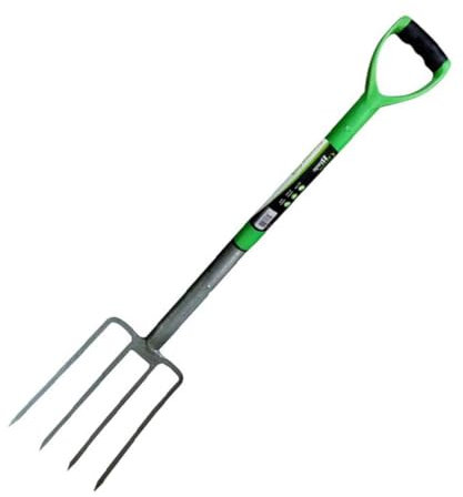 Garden Mile Heavy Duty Carbon Steel Digging Fork - Gardening Hand Tool, Garden Fork with Plastic Coated Handle for Digging Over and Breaking Soil - 38 Inches Long Digging Fork