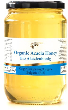 900 g Bio Miel de Fleur d'Acacia, Cru, non Chauffé, sans Sucre, non Pasteurisée, sans additifs