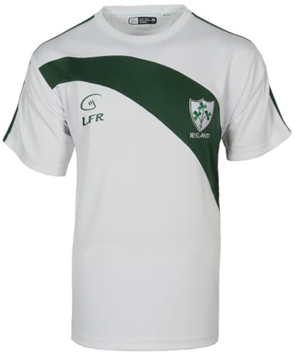 Herren Kurzärmelig Irland Rugby Hemd Kleeblatt - Weiß, L