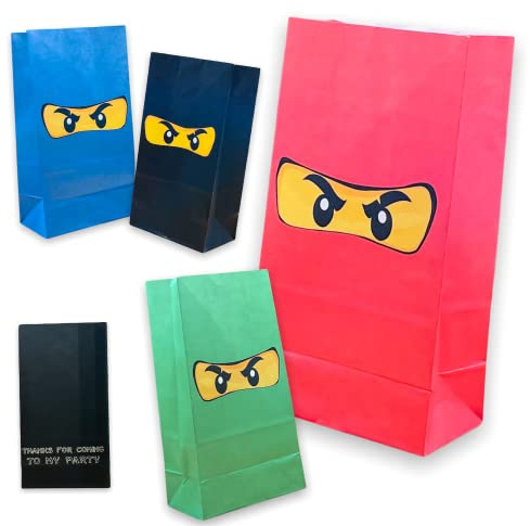 PIXEL Products Ninja Paper Party Bags (12 Stück) - Perfekt für Party-Beutelfüller, Gefälligkeiten, Beute, Zubehör