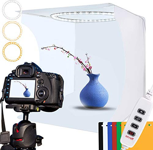 DUCLUS Photo Light Box 30cm / 12 inch, Lightbox Photography Kit with Adjustable 3 Colors Lights & 10 Brightness Levels, 6 Backdrops for Jewellery Small Product Photography
