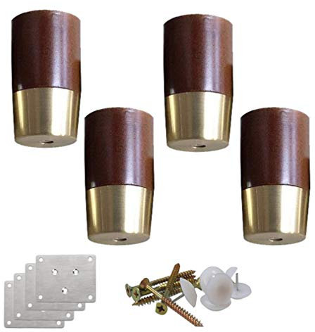 Massivholz Kupfer Ärmel Sofabeine,4 Stück Holzmöbel Beine,TV-Schrank Beine,Couchtisch Beine,Möbelfüße Bettfüße,Ersatz Beine,für erhöhte Couch Bett Fußpolster,mit Zubehör(5cm/2in)