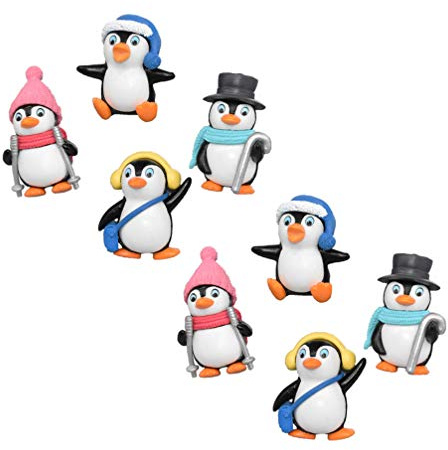 STOBOK Süße Pinguin Charaktere Spielzeug Mini Pinguin Figur Sammlung Spielset Kuchen Topper, 8 Stück(zufälliger Stil)