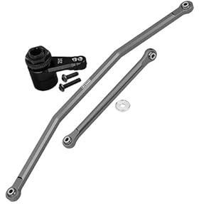 Axial 1/10 RBX10 Ryft 4WD Rock Bouncer AXI03005 Upgrade Parts Aluminum Front Steering Tie Rods + Aluminum 7075 25T Servo Horn With Built-In Spring (2 Positioning Holes) - 6Pc Set Gray Silver